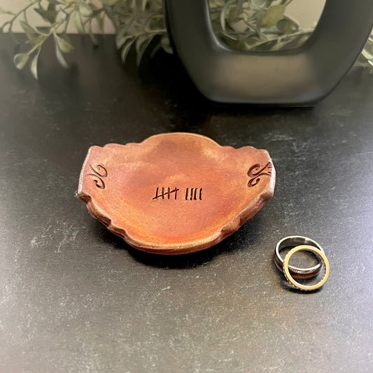 9th Anniversary Pottery Ring Dish - 9 Tally Marks Handcrafted Keepsake