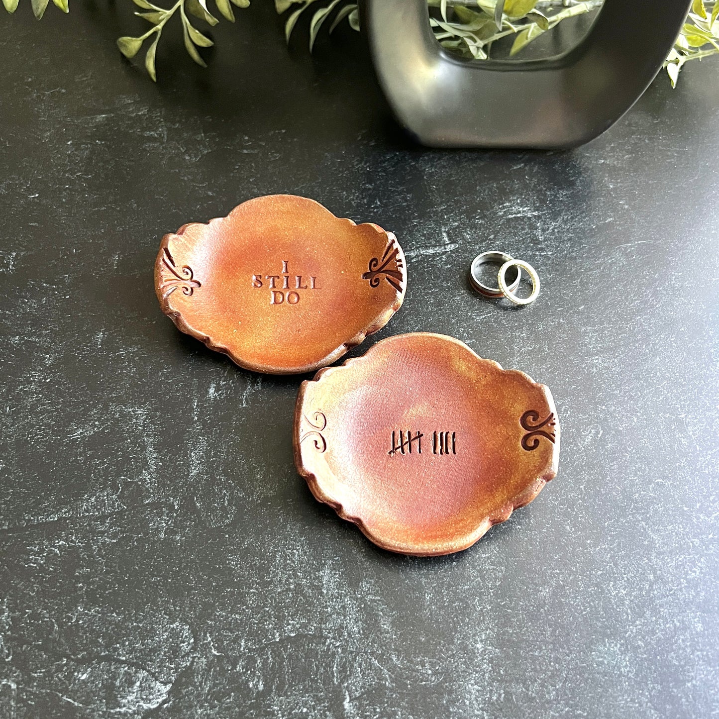 9th Anniversary Pottery Ring Dish - "I still do" Handcrafted Keepsake