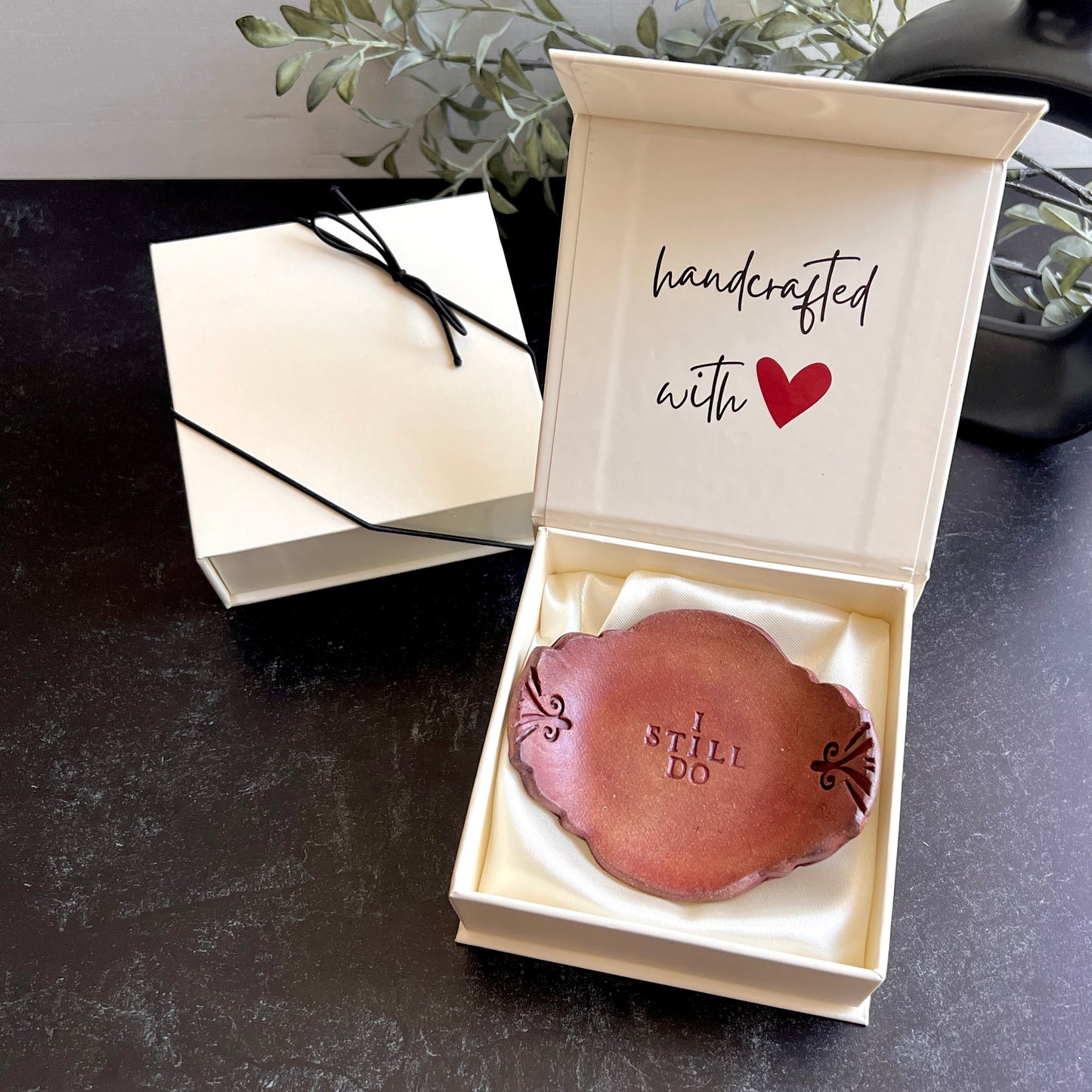 9th Anniversary Pottery Ring Dish - "I still do" Handcrafted Keepsake