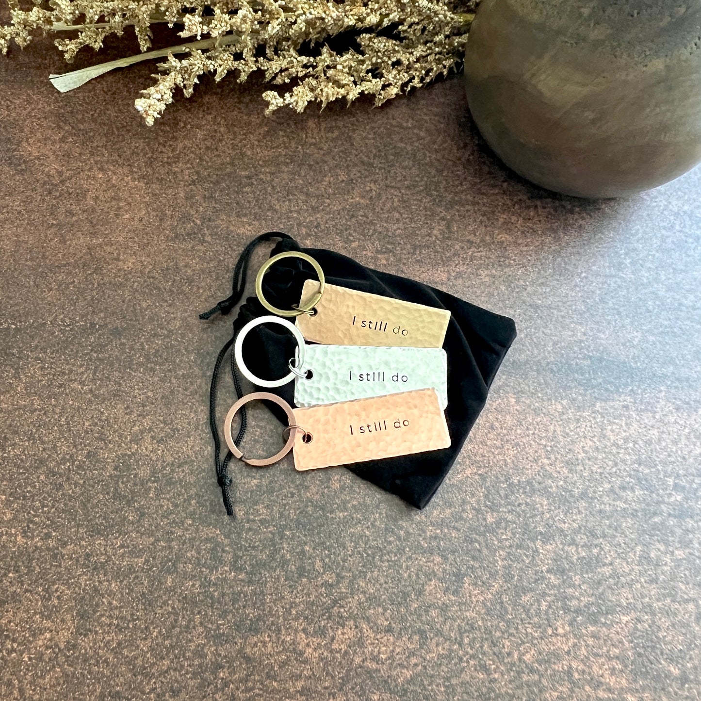 "I Still Do" Hand-Stamped Copper Keychain