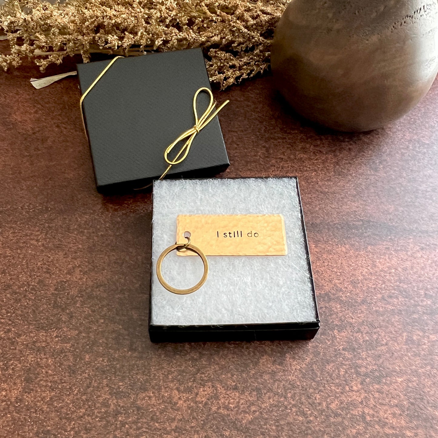 "I Still Do" Hand-Stamped Bronze Keychain