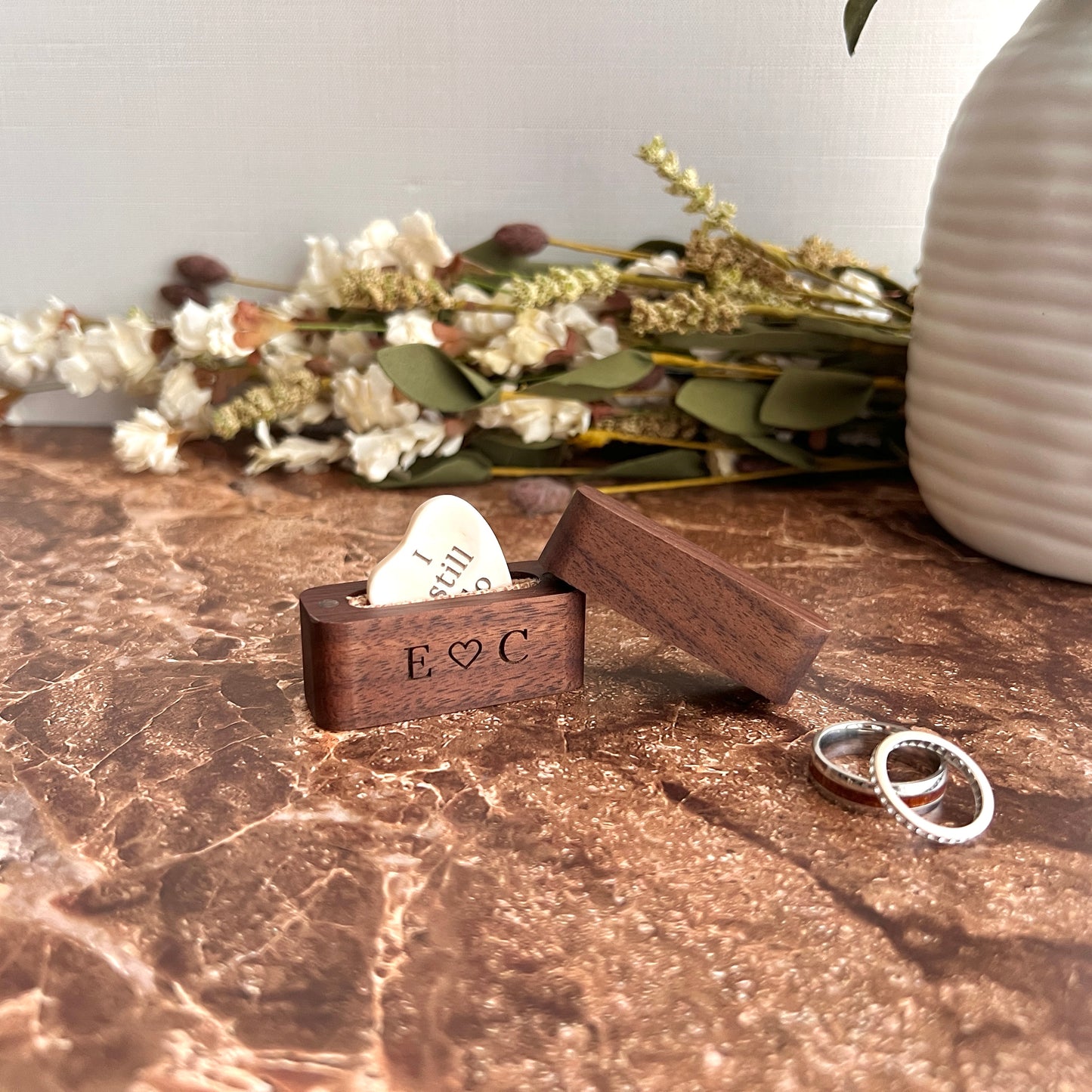 "I still do" Guitar Pick & Engraved Wood Box - Anniversary Keepsake