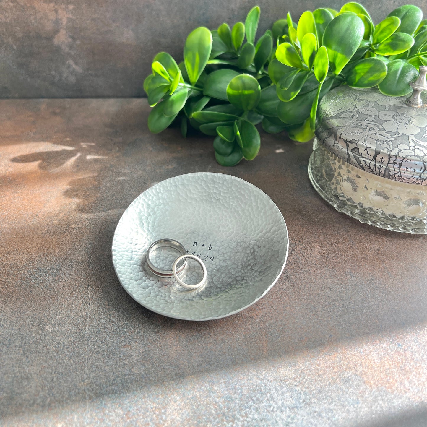 Personalized Handcrafted Pewter Ring Dish