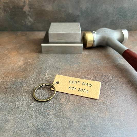 Custom Father's Day Keychain Gift in Copper, Bronze, or Pewter