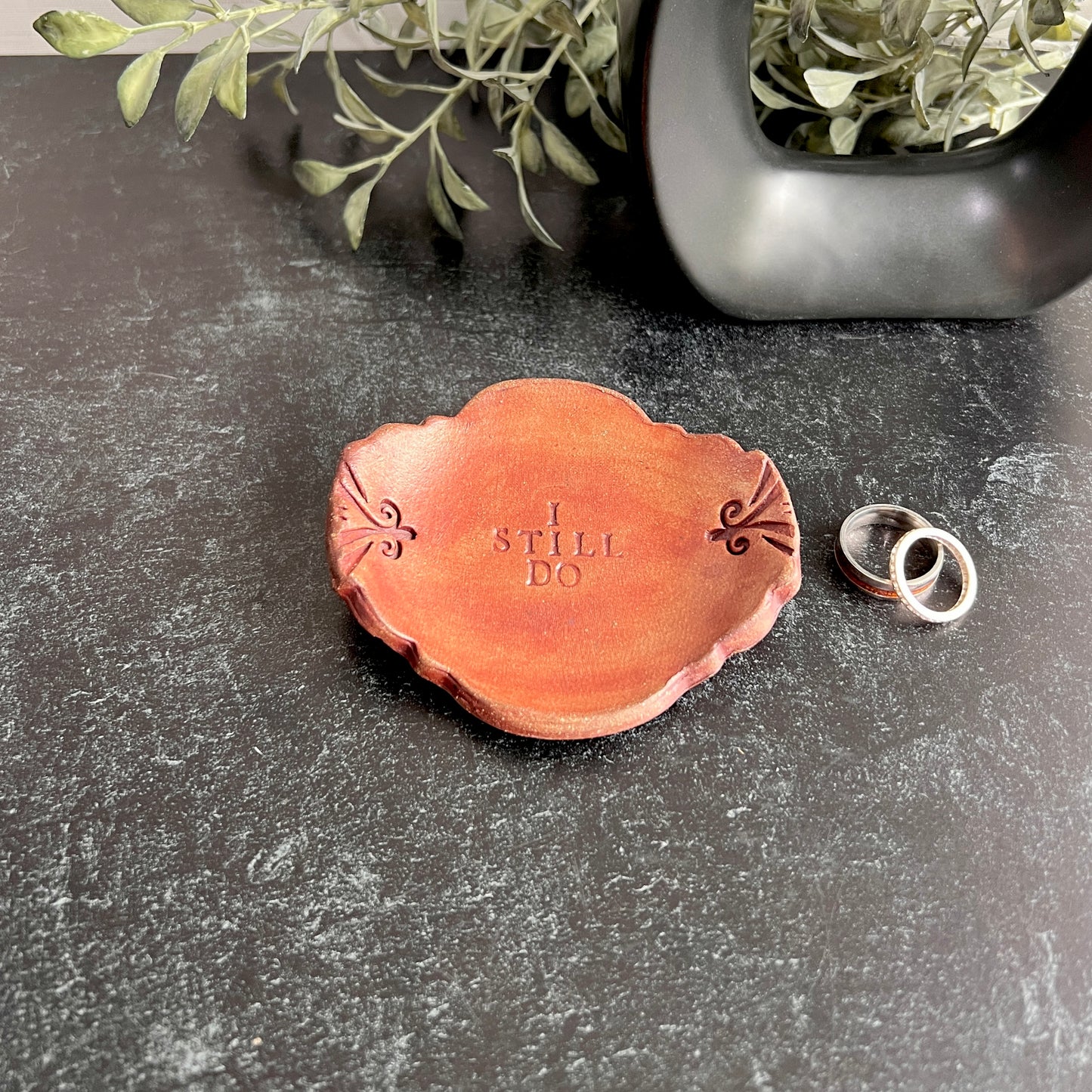 9th Anniversary Pottery Ring Dish - "I still do" Handcrafted Keepsake