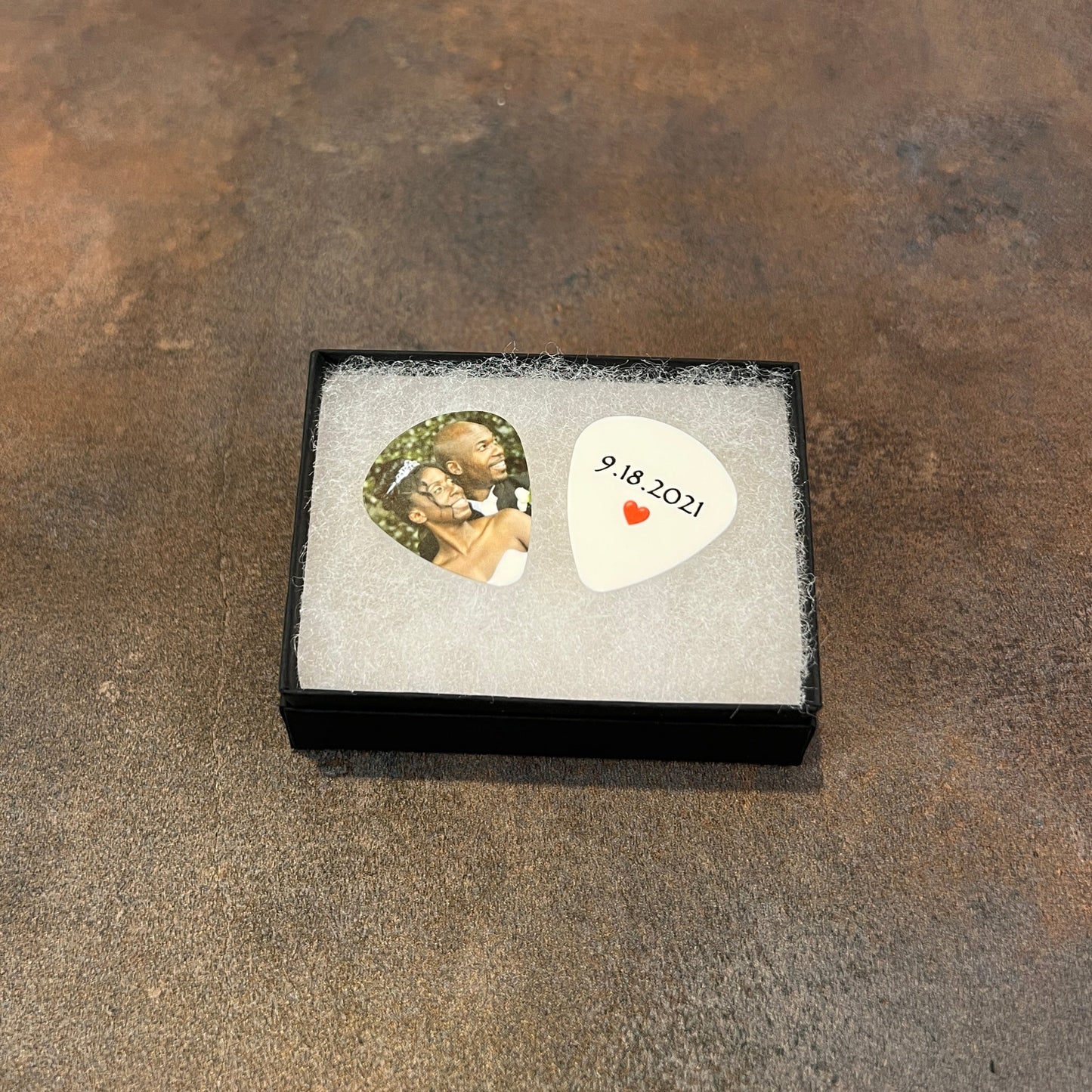 Photo Guitar Picks Set; 2 Personalized Picks with Gift Box