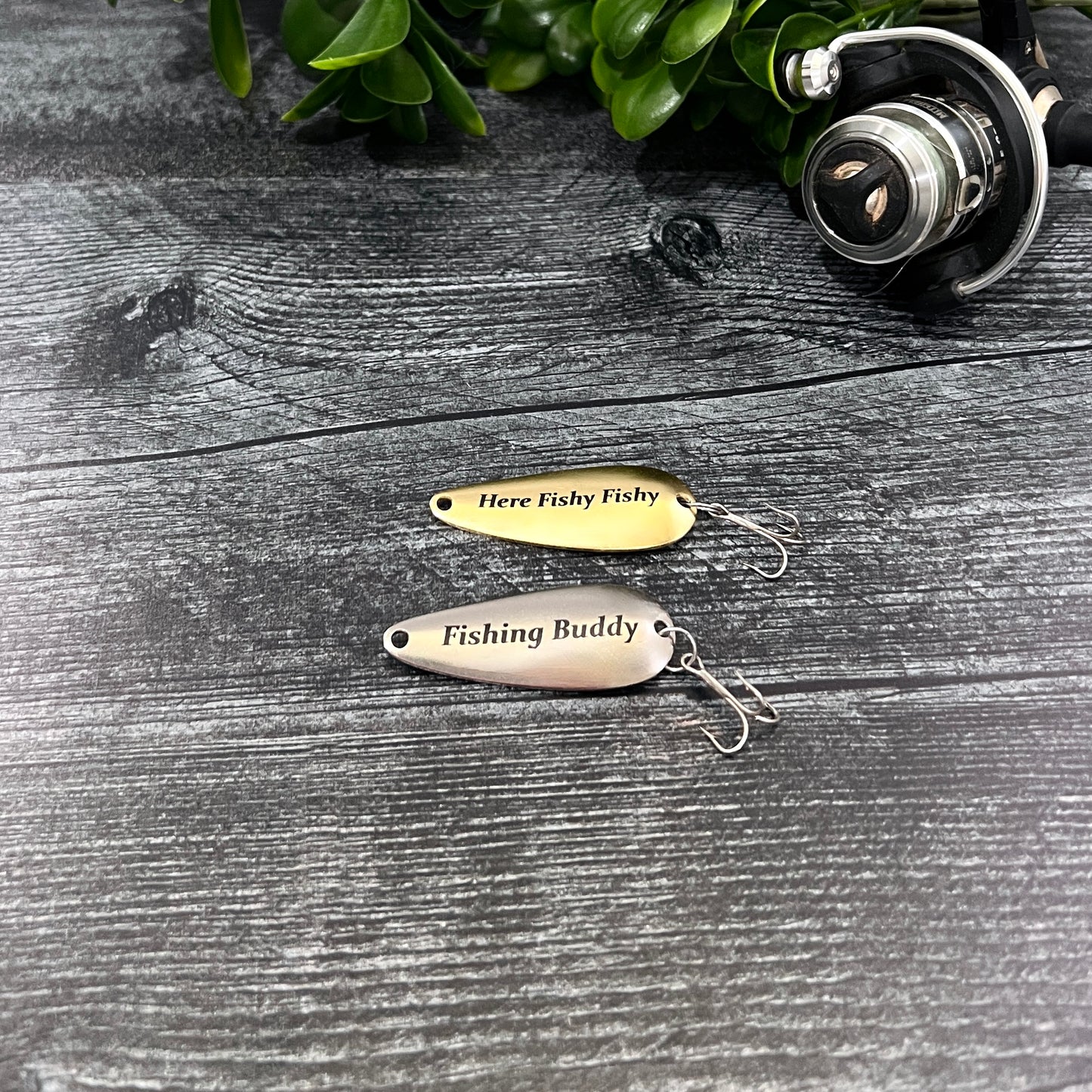 Custom Fishing Lure Set with Personalized Tin — Handcrafted Gift for Him