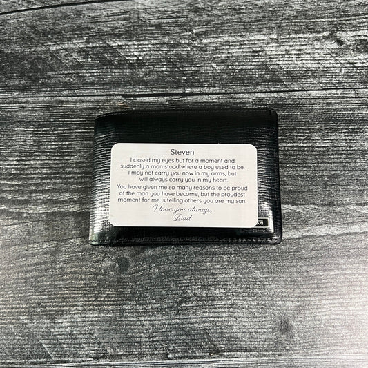 Metal Wallet Insert Card for Son – Personalized Engraved Message and Photo