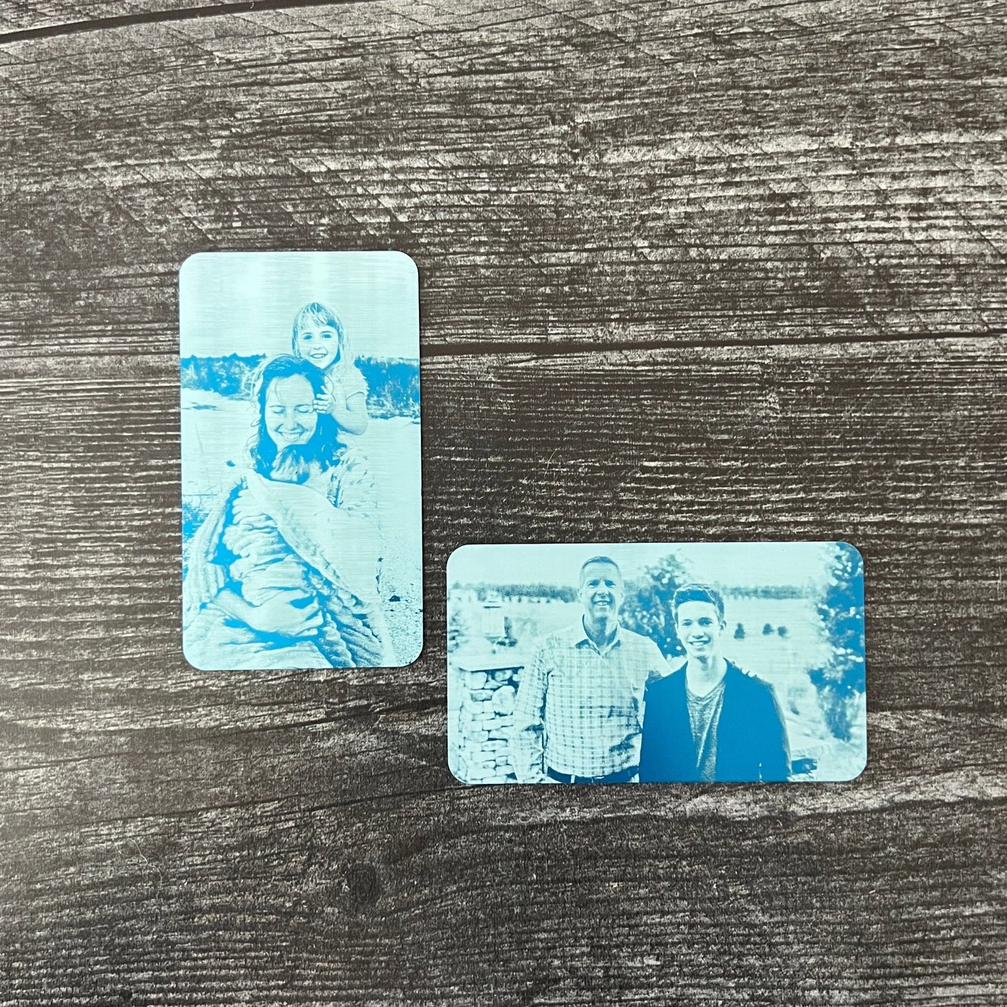 Custom Metal Engraved Photo Wallet Insert with Your Text on the Back