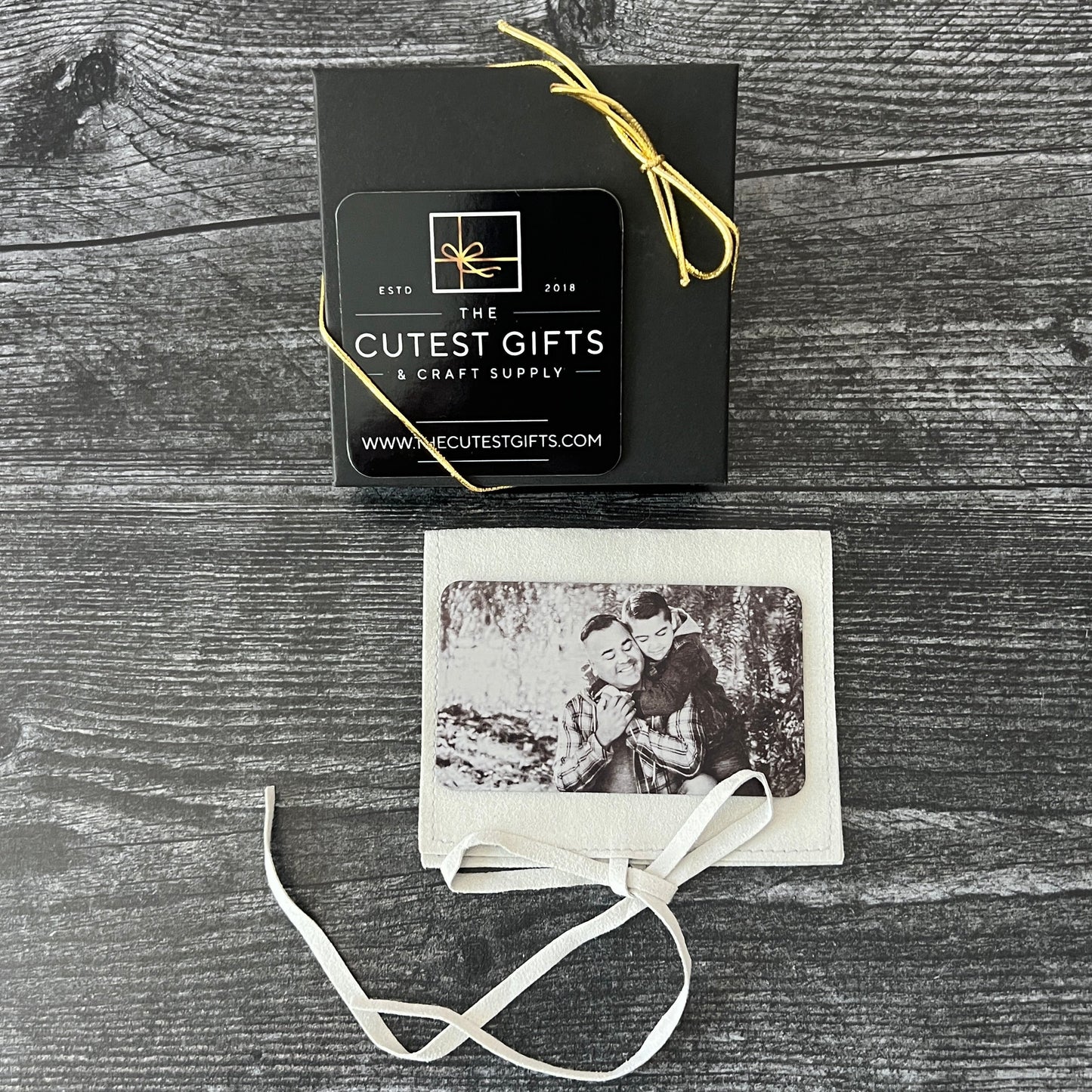 Custom Metal Engraved Photo Wallet Insert with Your Text on the Back