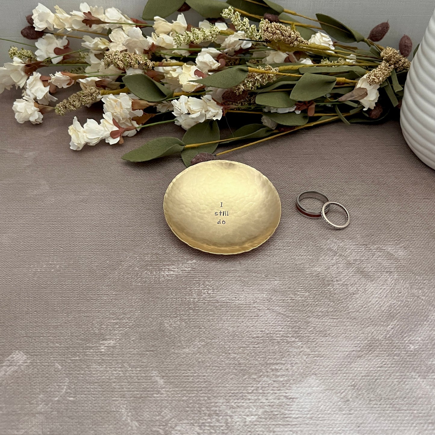 "I Still Do" Hand-Stamped Brass Ring Dish, Round
