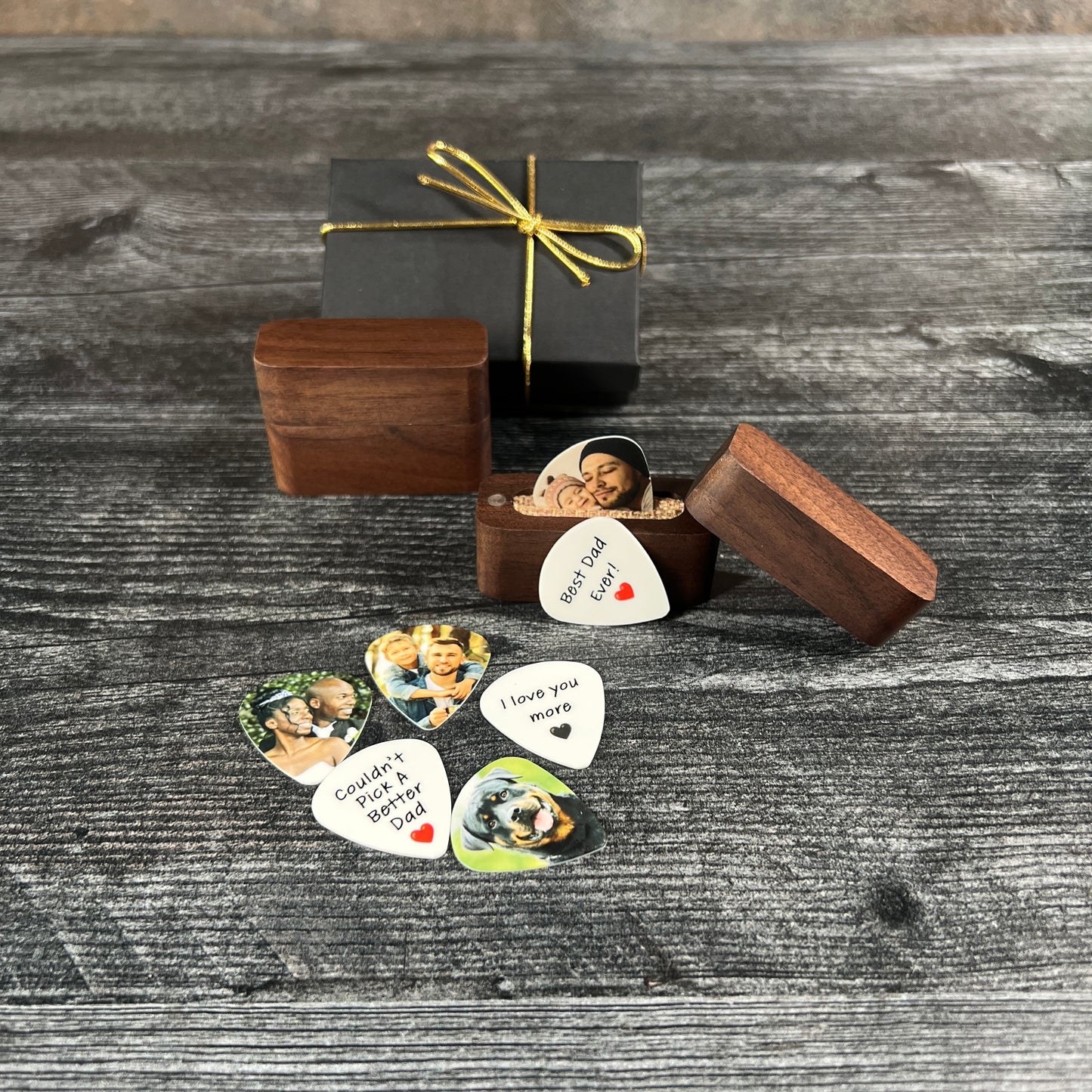 Photo Guitar Picks Set; 2 Personalized Picks with Gift Box