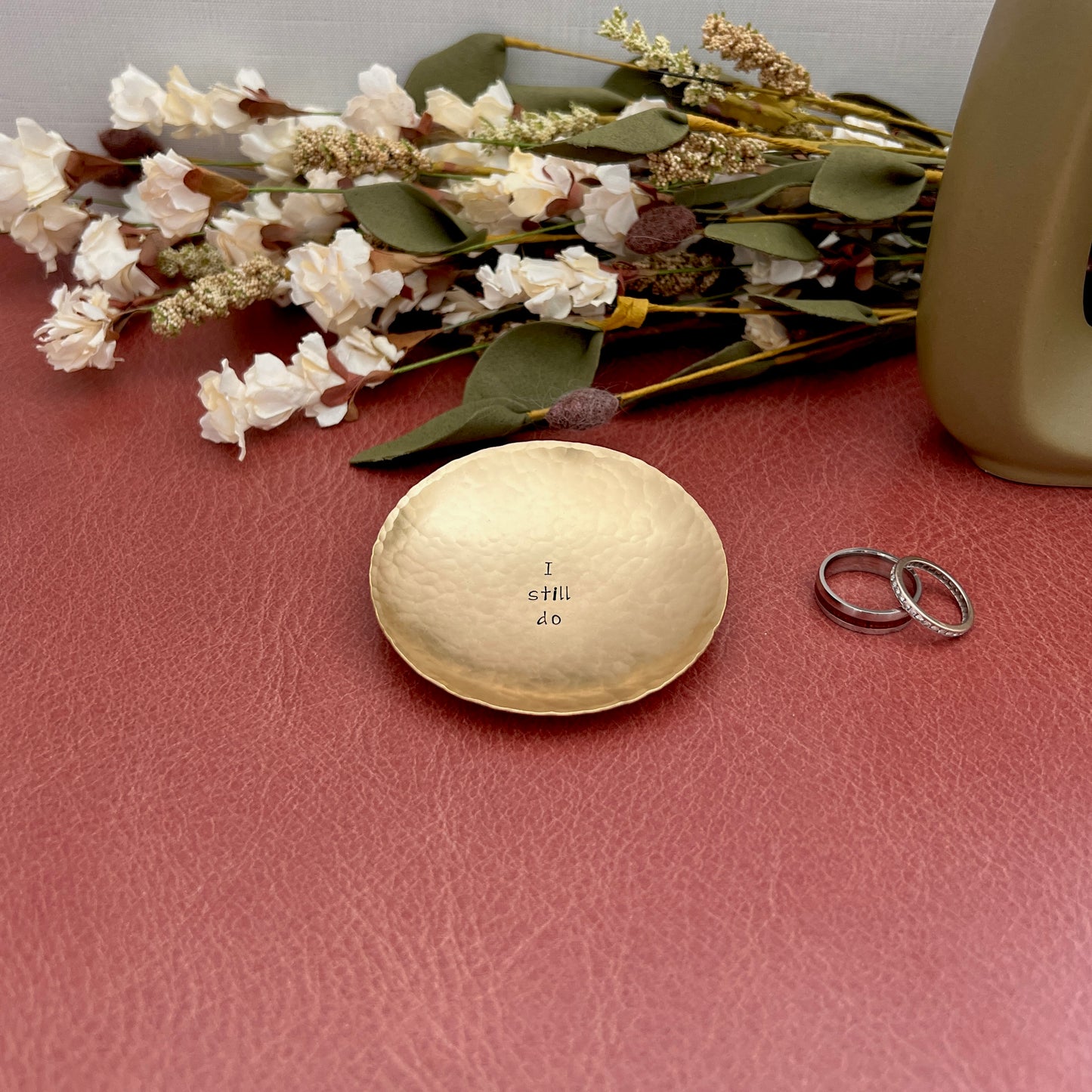 "I Still Do" Hand-Stamped Brass Ring Dish, Round