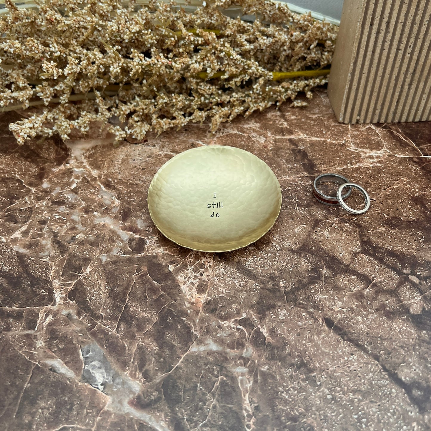 "I Still Do" Hand-Stamped Brass Ring Dish, Round