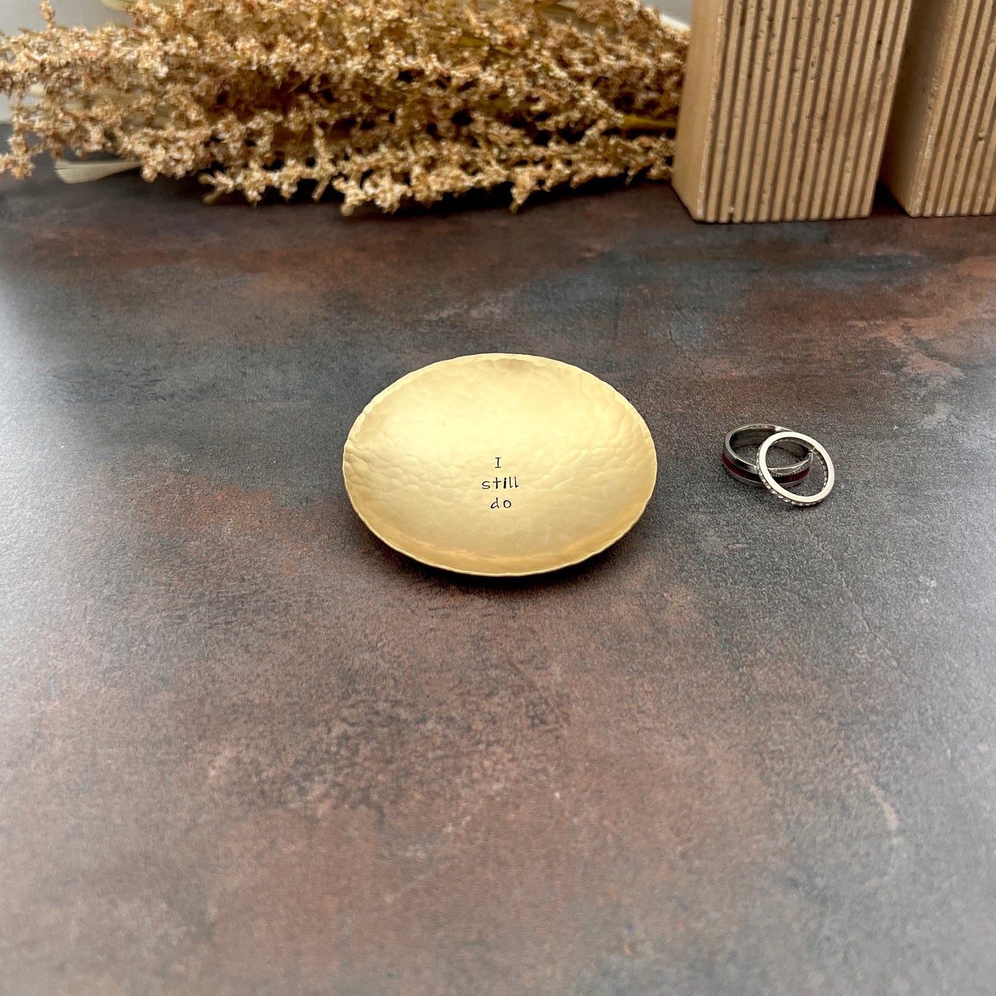 "I Still Do" Hand-Stamped Brass Ring Dish, Round