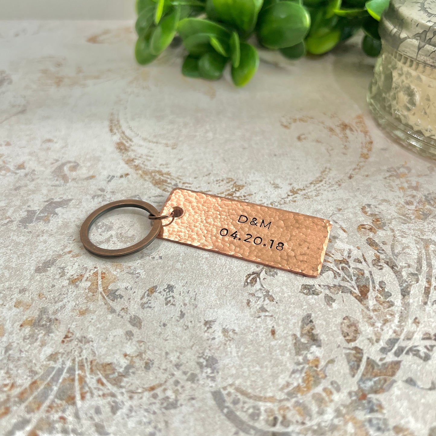 Custom Father's Day Keychain Gift in Copper, Bronze, or Pewter