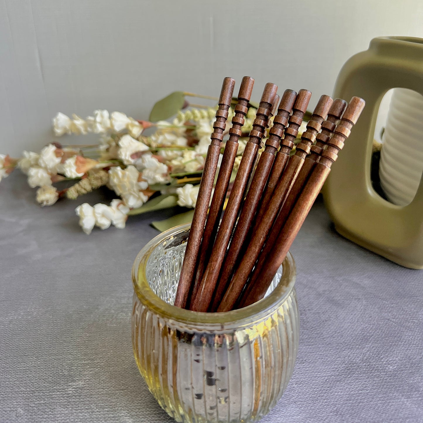Wooden Hair Sticks - Smooth Carved Wood for Buns & Updos