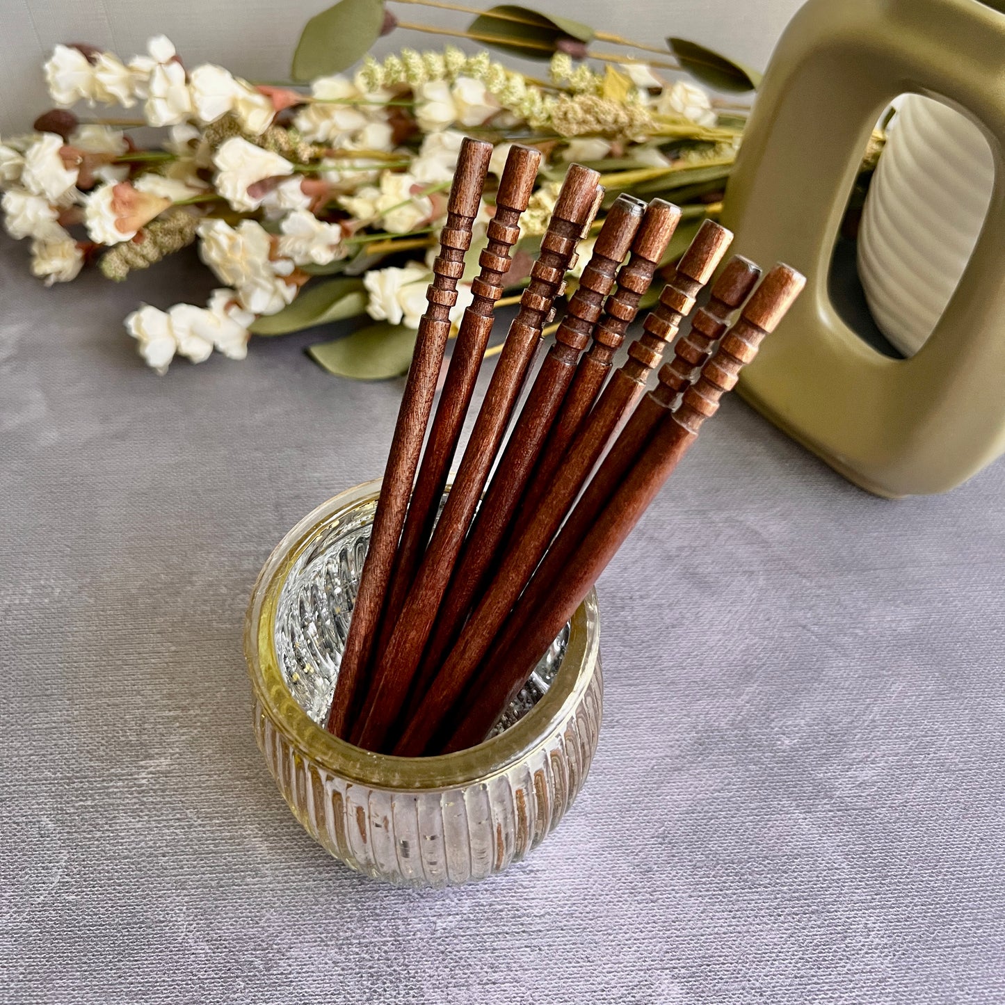 Wooden Hair Sticks - Smooth Carved Wood for Buns & Updos