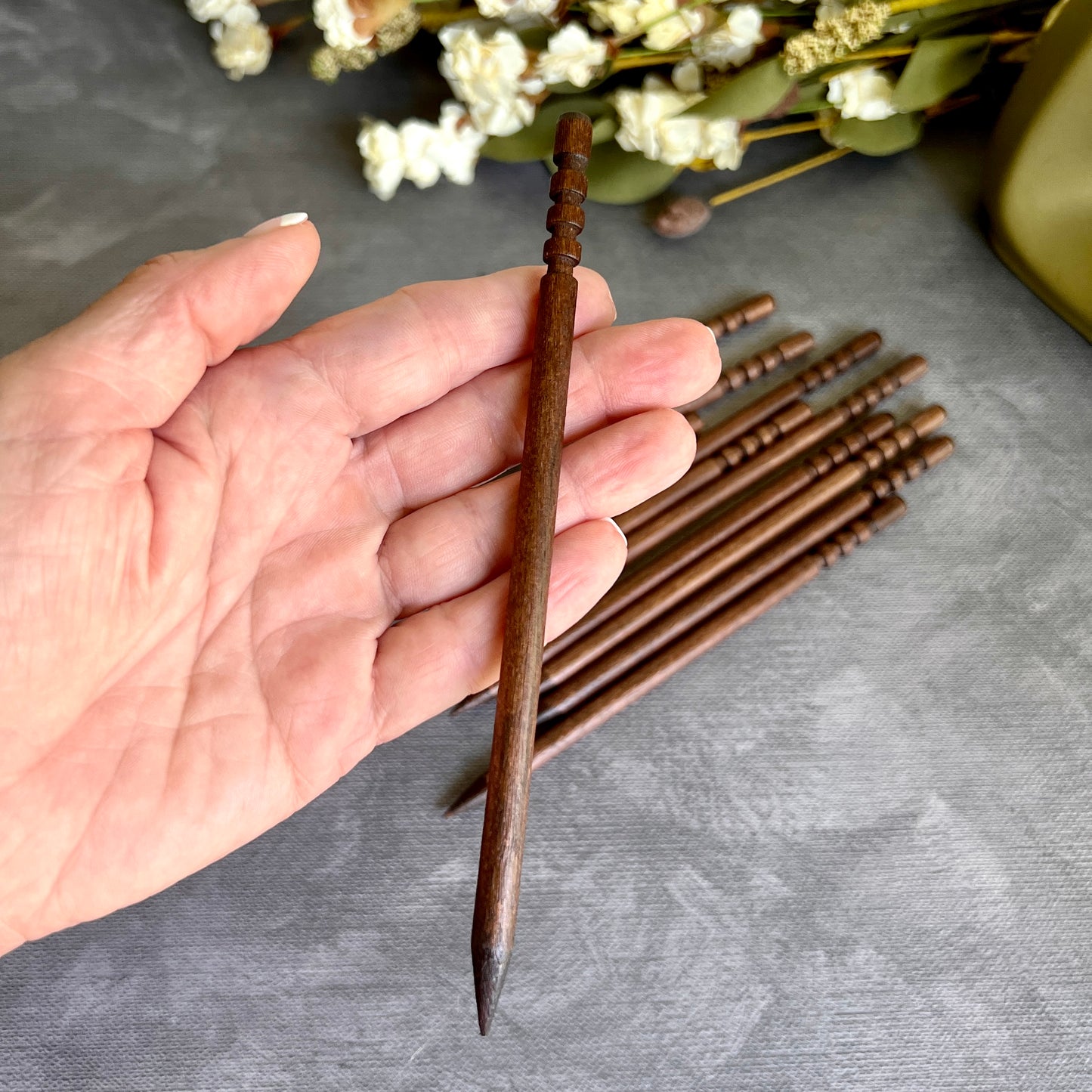 Wooden Hair Sticks - Smooth Carved Wood for Buns & Updos