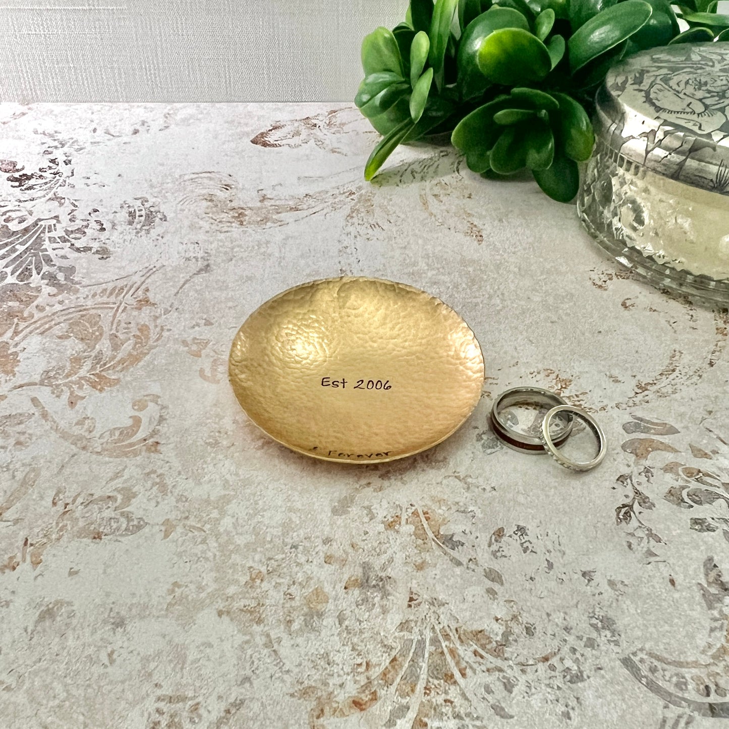 Personalized Bronze Ring Dish – 8th or 19th Anniversary Gift