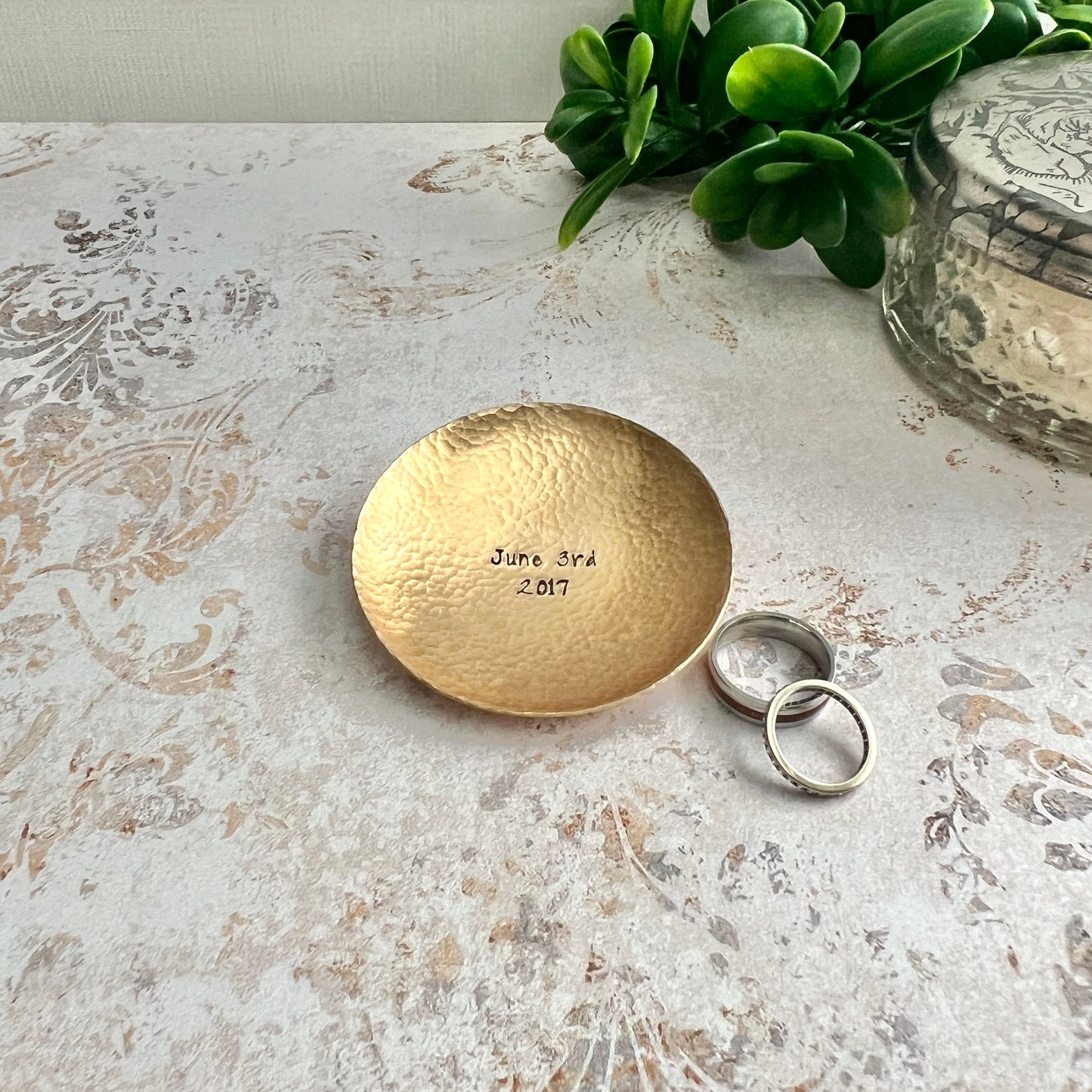 Bronze Hammered Jewelry Dish – Personalized Keepsake