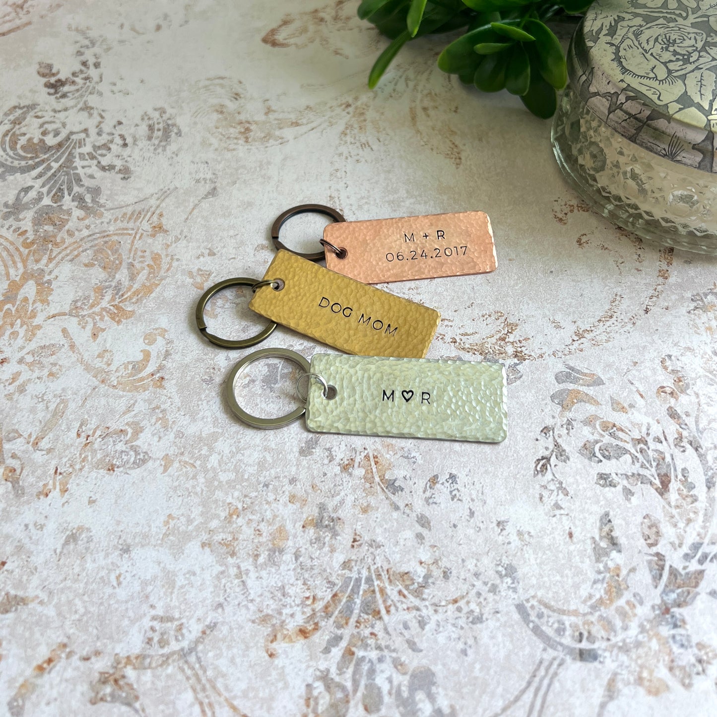 Personalized Copper Keychain – 7th or 27th Anniversary Gift for Him or Her