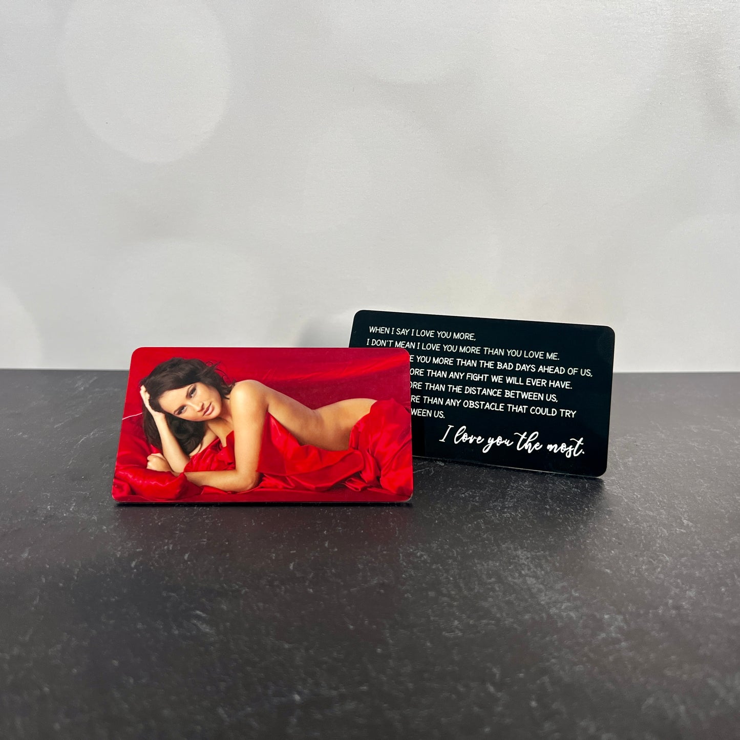 Metal Color Photo Card; I Love You The Most Quote Wallet Insert Card