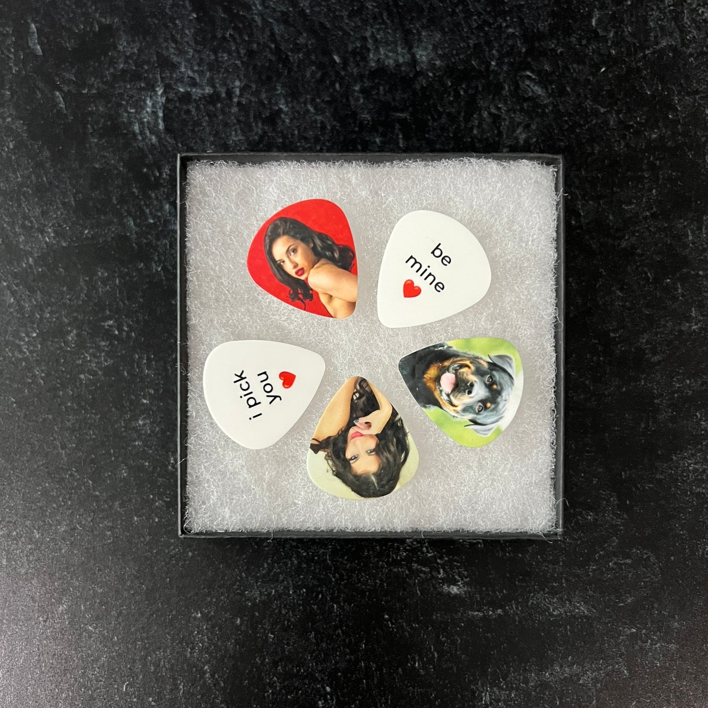Photo Guitar Pick Set; 5 Custom Picks with Gift Box