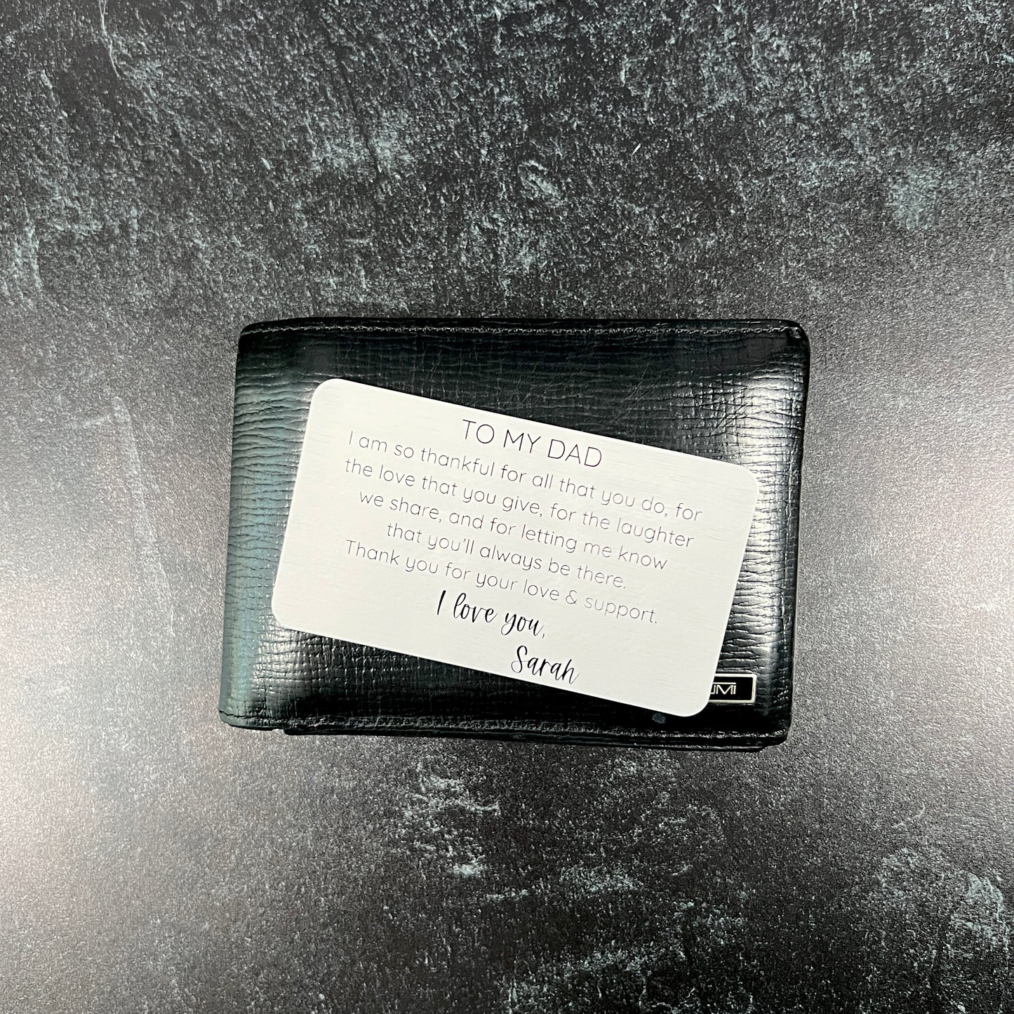 Engraved Metal Wallet Card; Wedding Gift for Dad
