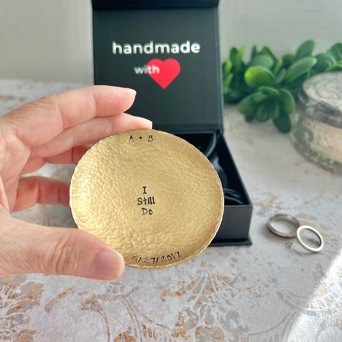 Bronze Hammered Jewelry Dish – Personalized Keepsake