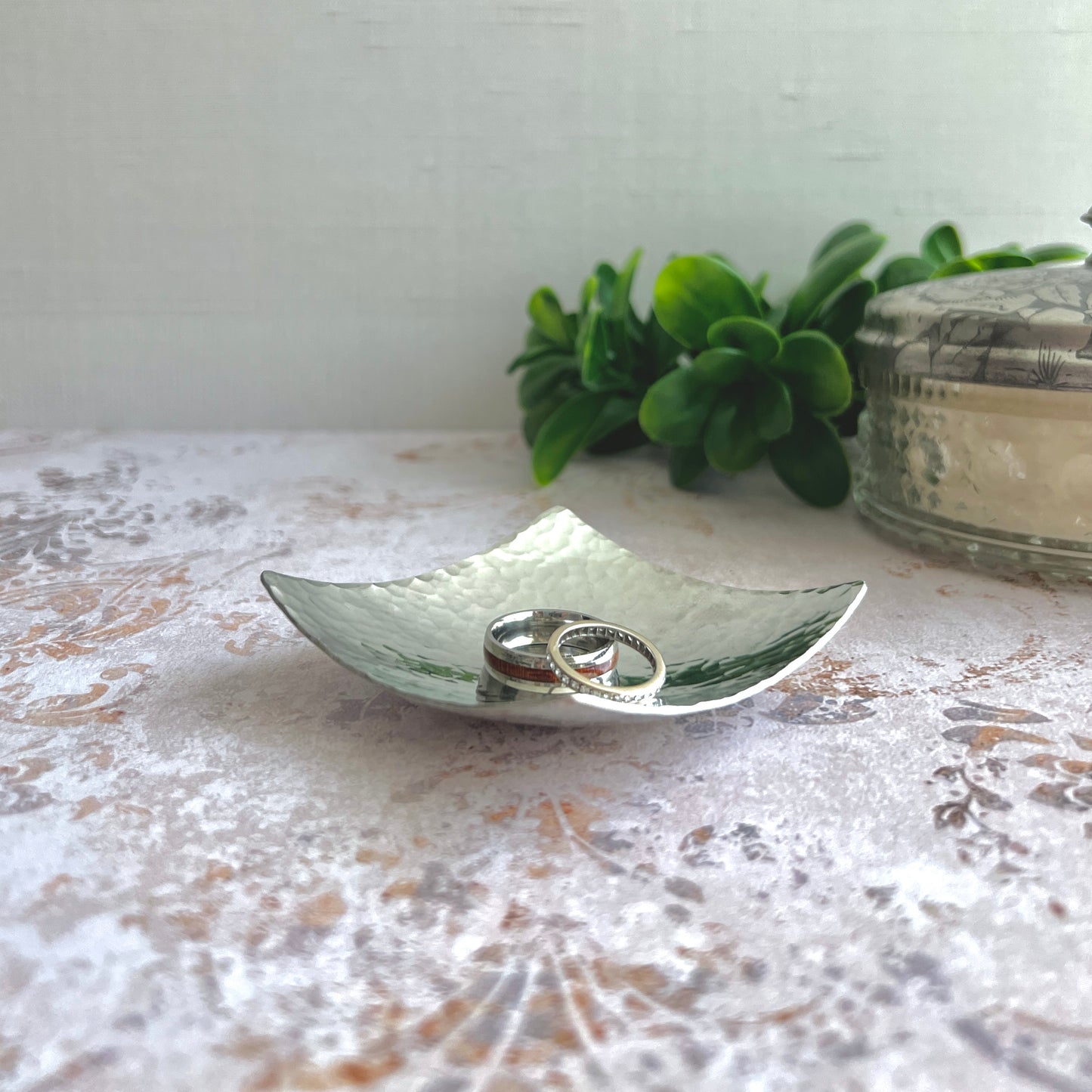 Pewter Square Tray – Compact Minimalist Metal Dish