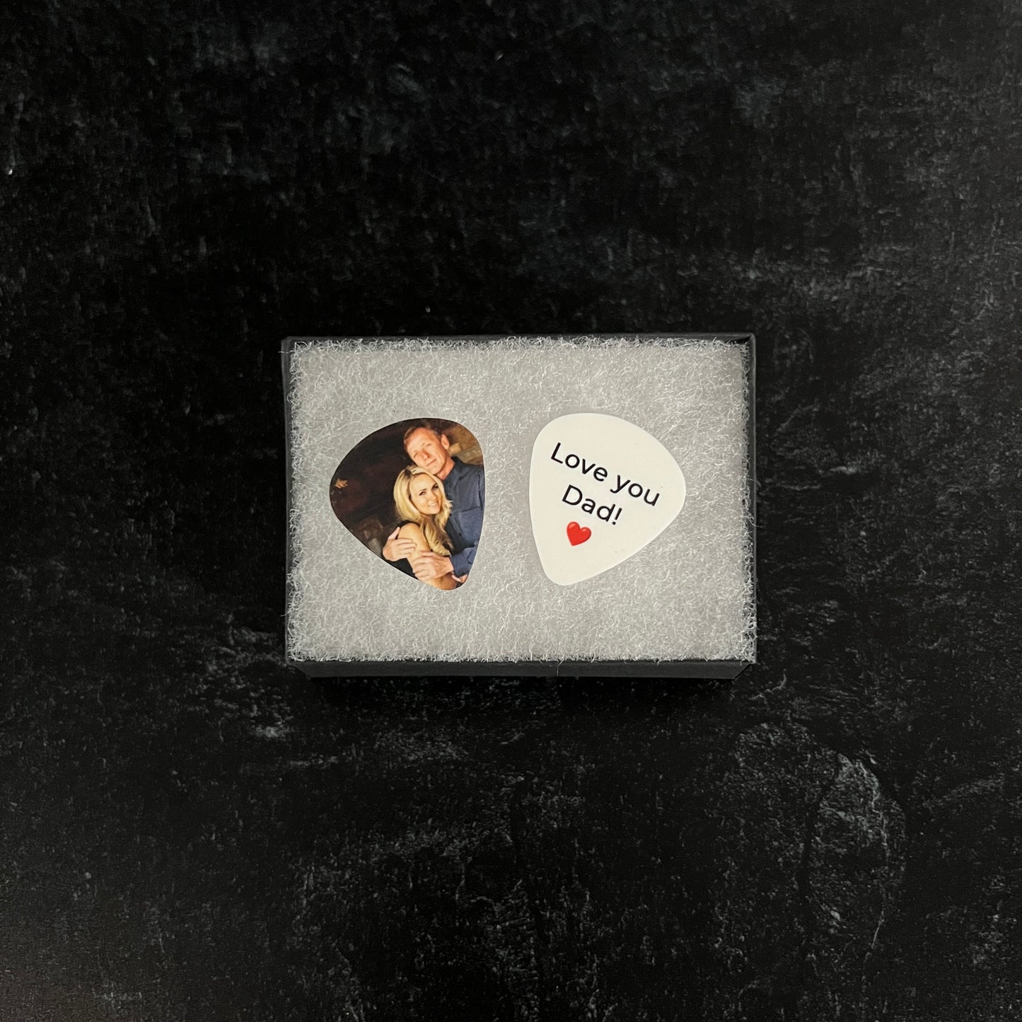 Photo Guitar Picks Set; 2 Personalized Picks with Gift Box
