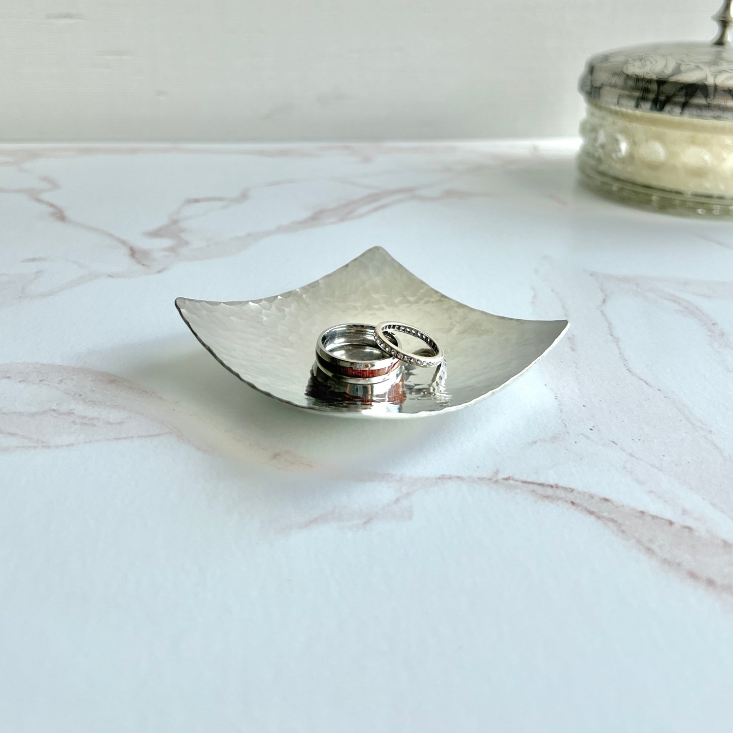 Pewter Square Tray – Compact Minimalist Metal Dish