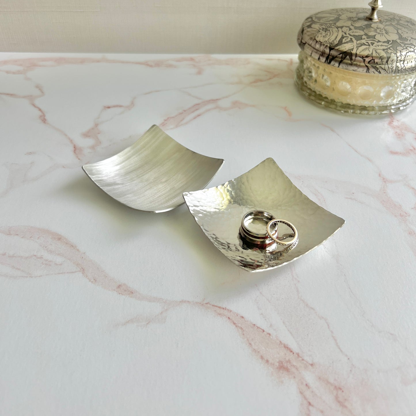 Pewter Square Tray – Compact Minimalist Metal Dish