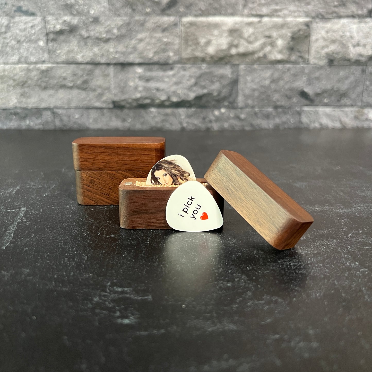 Photo Guitar Picks Set; 2 Personalized Picks with Gift Box