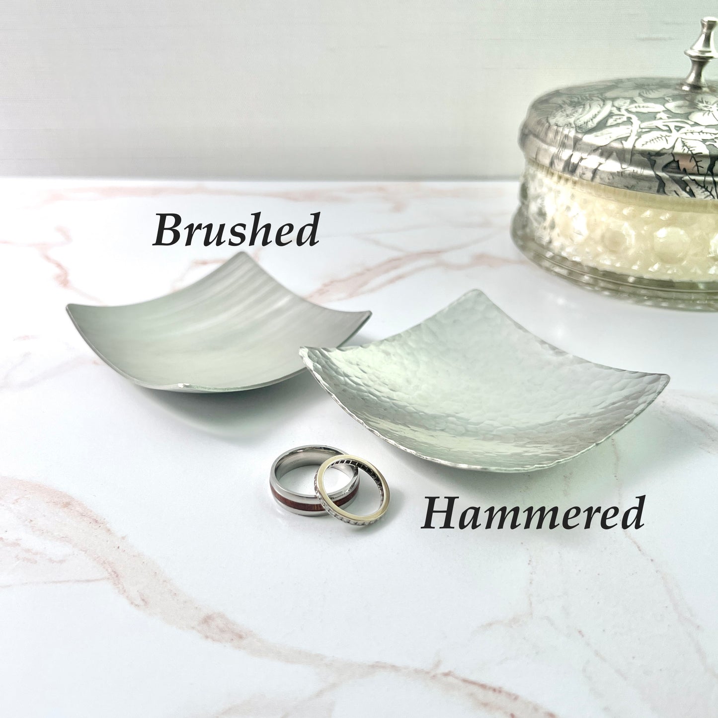 Pewter Square Tray – Compact Minimalist Metal Dish