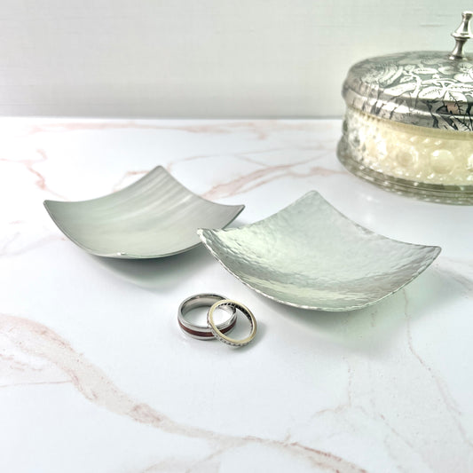 Pewter Square Tray – Compact Minimalist Metal Dish