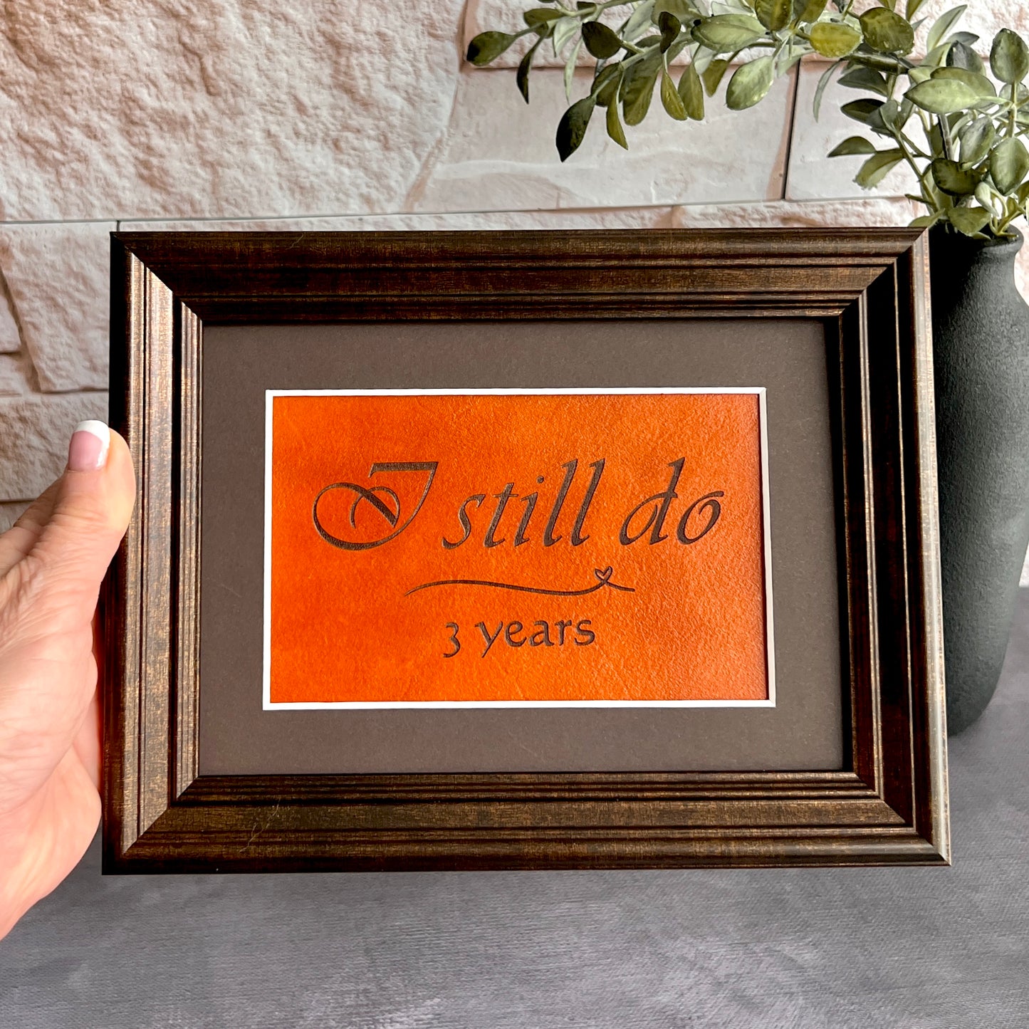 3 Year Leather Wedding Anniversary Framed Keepsake, I Still Do