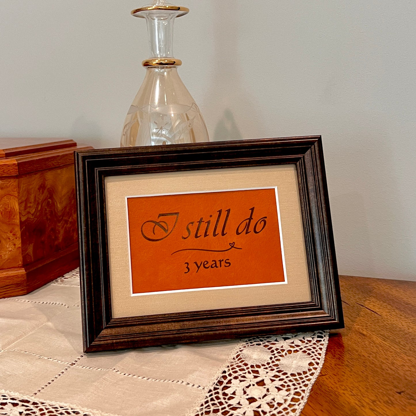 3 Year Leather Wedding Anniversary Framed Keepsake, I Still Do