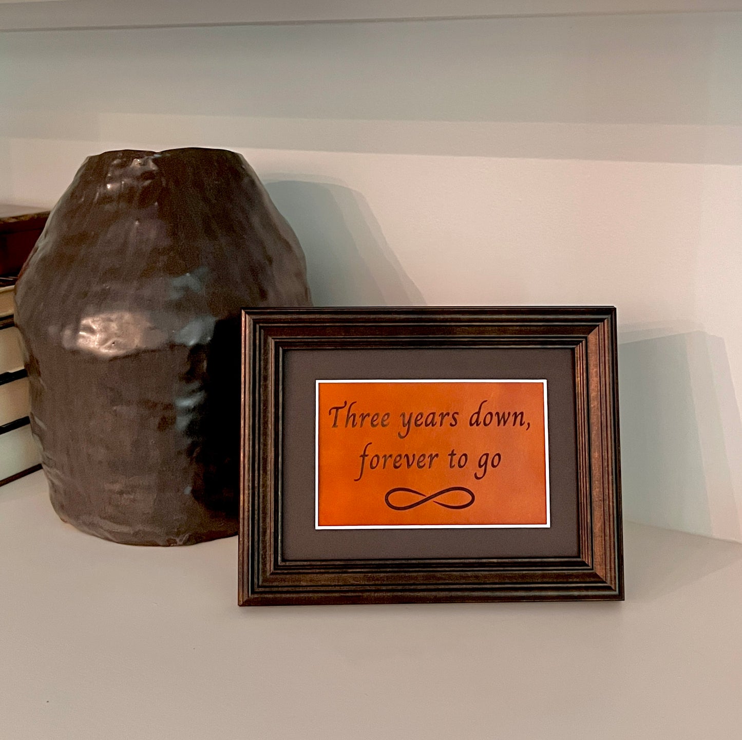 3 Year Leather Wedding Anniversary Framed Keepsake, Forever To Go
