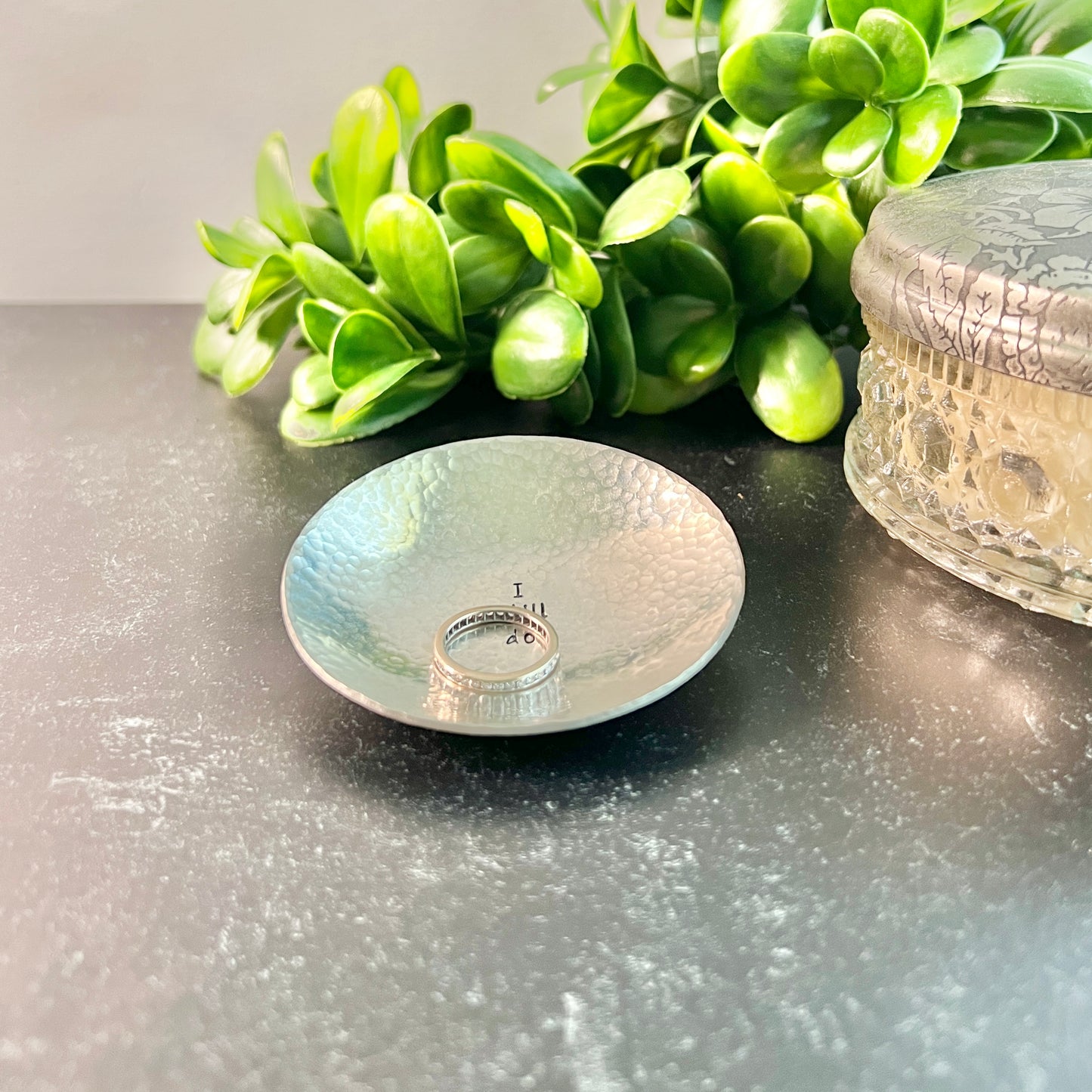 “I Still Do” Hammered Metal Ring Dish – Handmade