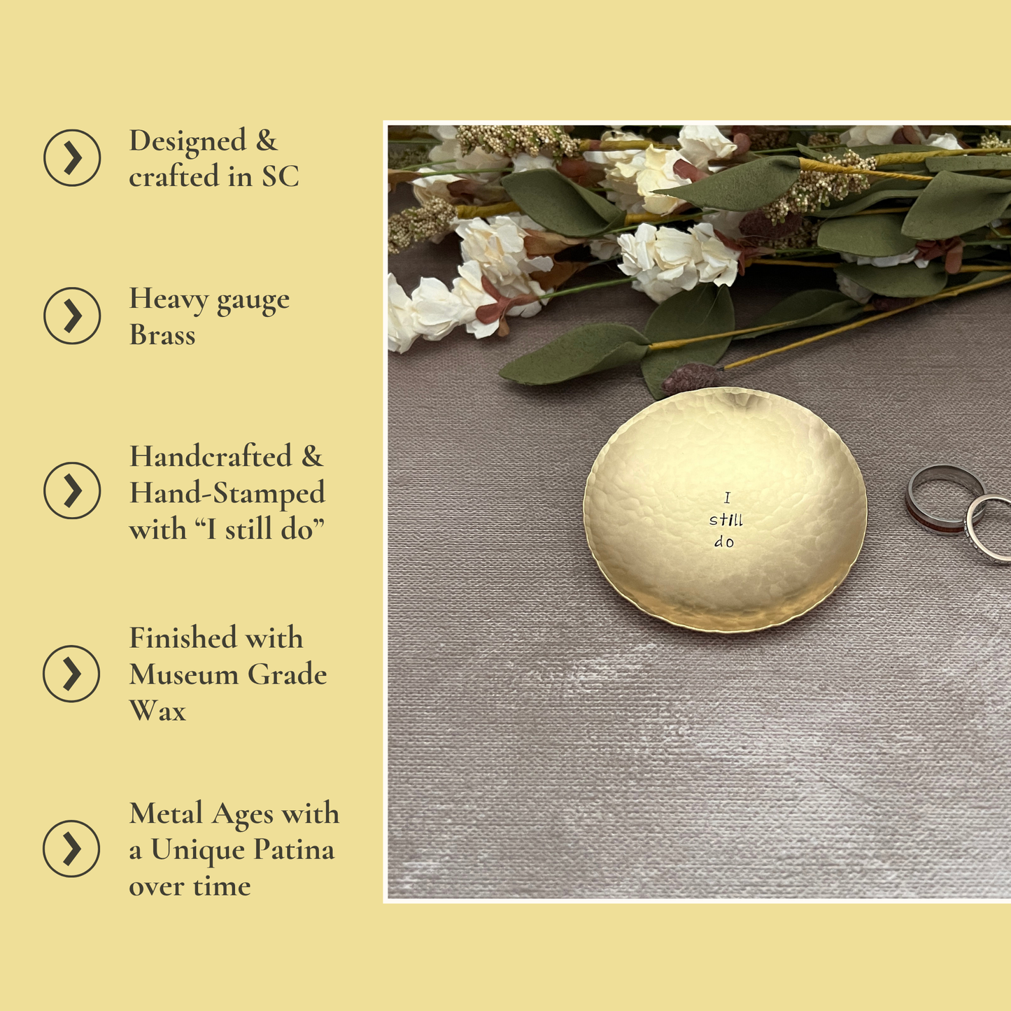 "I Still Do" Hand-Stamped Brass Ring Dish, Round