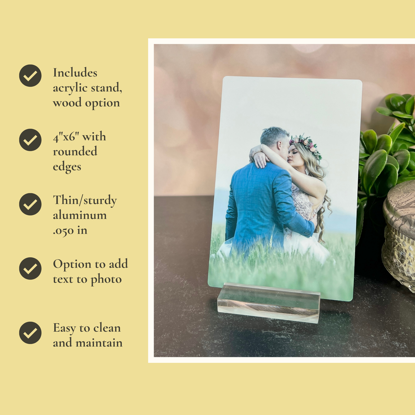 Bestselling 4x6 Metal Photo Card – Custom Color Gift with Stand