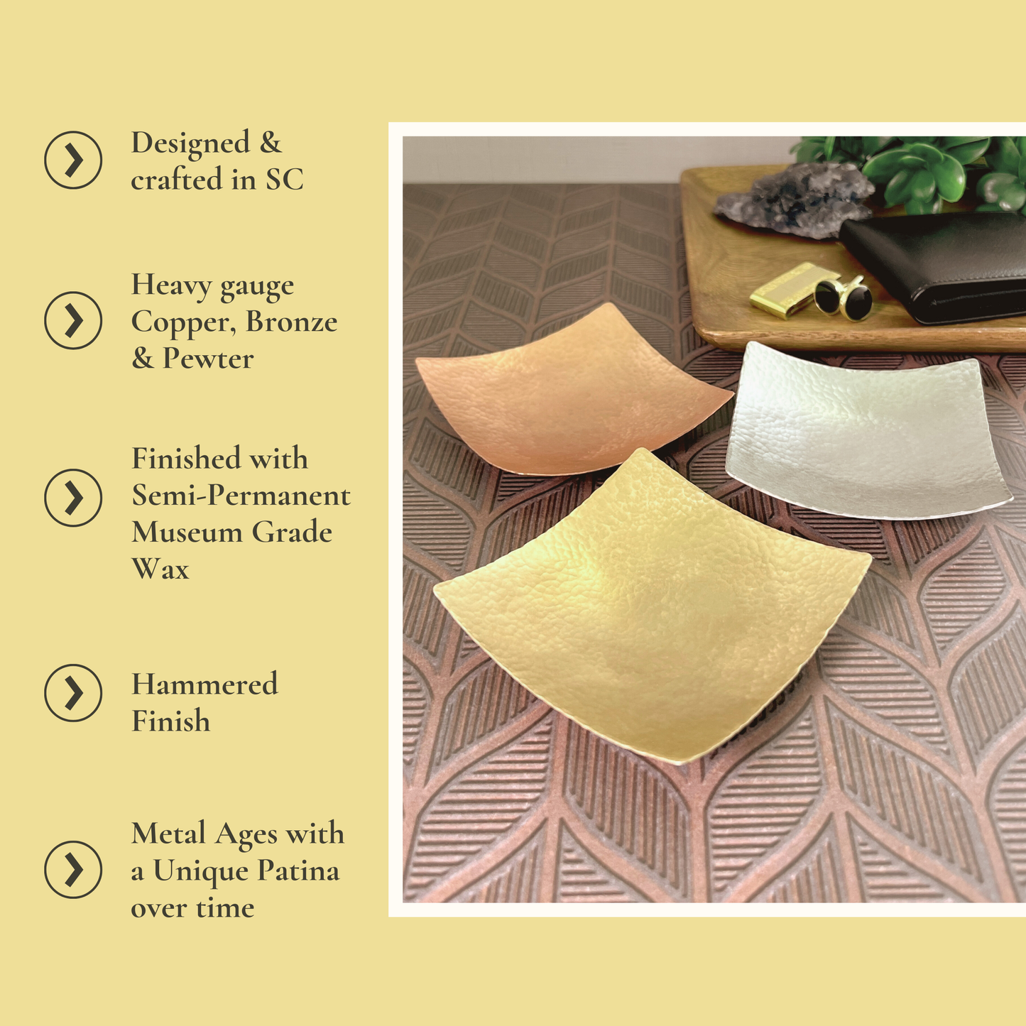 Copper Square Dish – Hand-Hammered Accent Tray