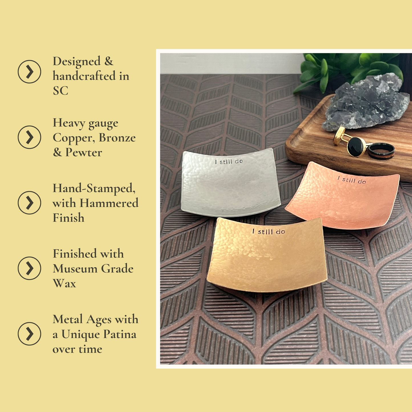 Handmade “I Still Do” Ring Dish – Best-Selling Anniversary Gift in Copper, Bronze & Pewter