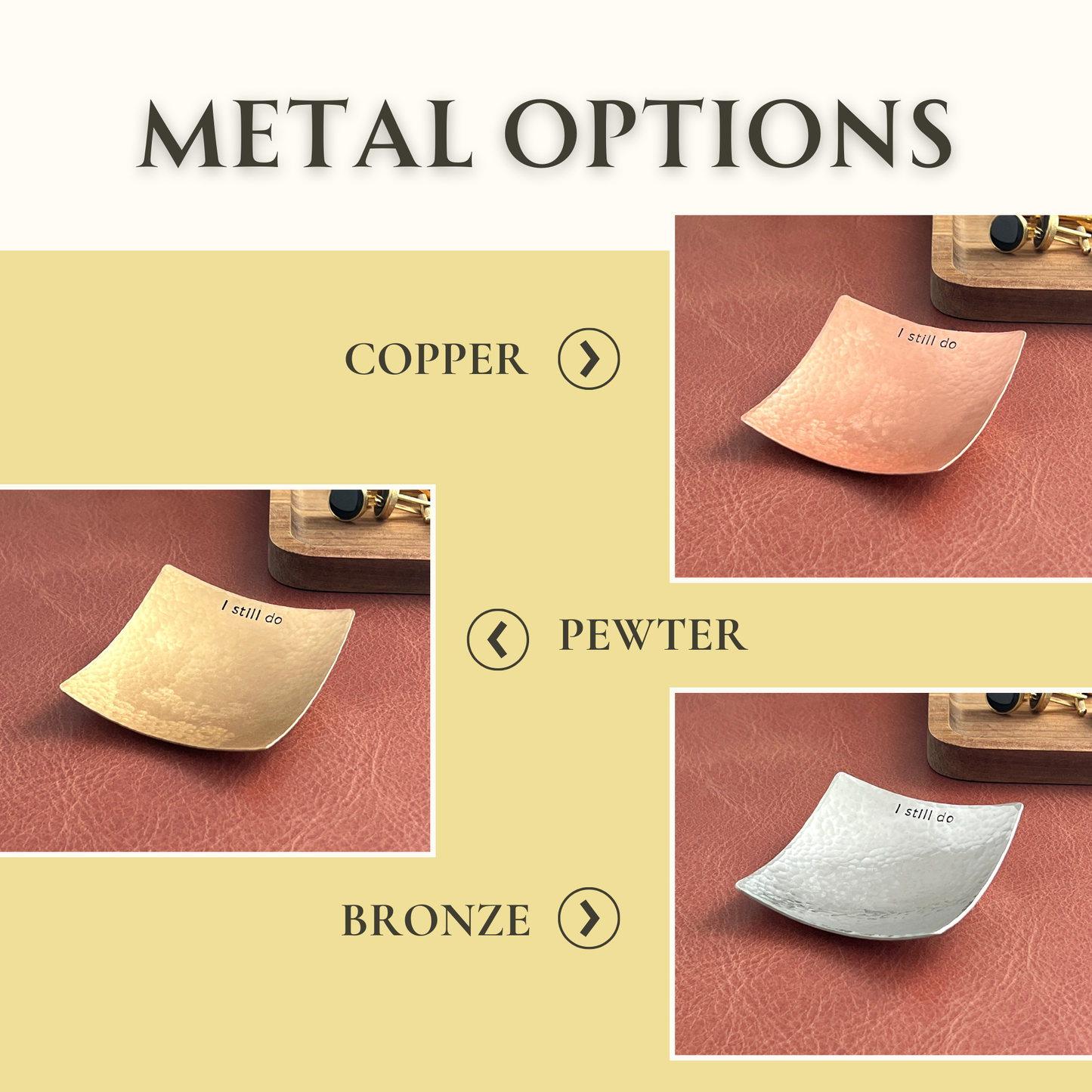 Handmade “I Still Do” Ring Dish – Best-Selling Anniversary Gift in Copper, Bronze & Pewter
