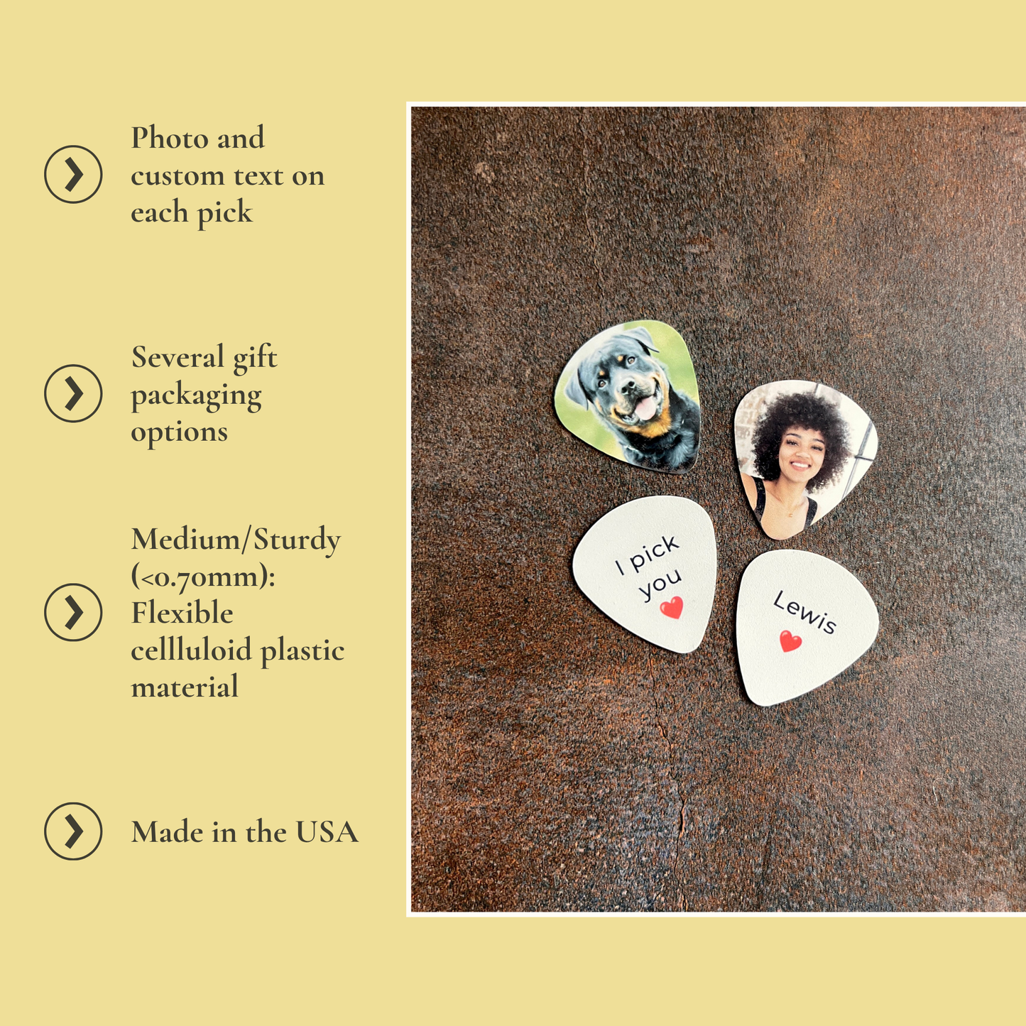 Custom Photo Guitar Picks - Personalized with Your Image & Text