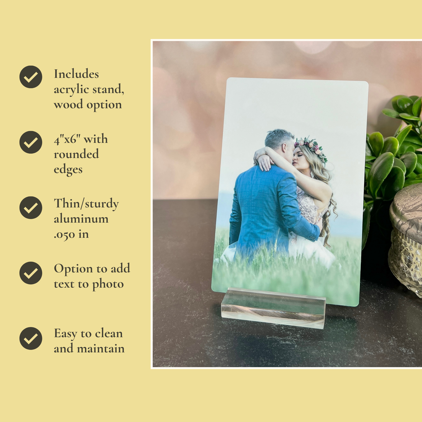 Custom 4x6 Metal Photo Plate with Display Stand
