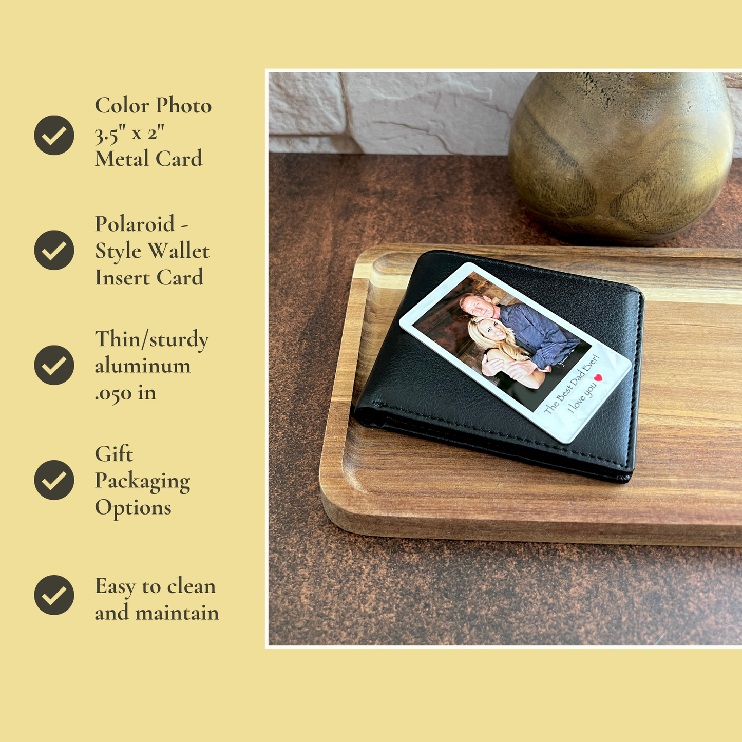 Personalized Polaroid-Style Metal Wallet Card