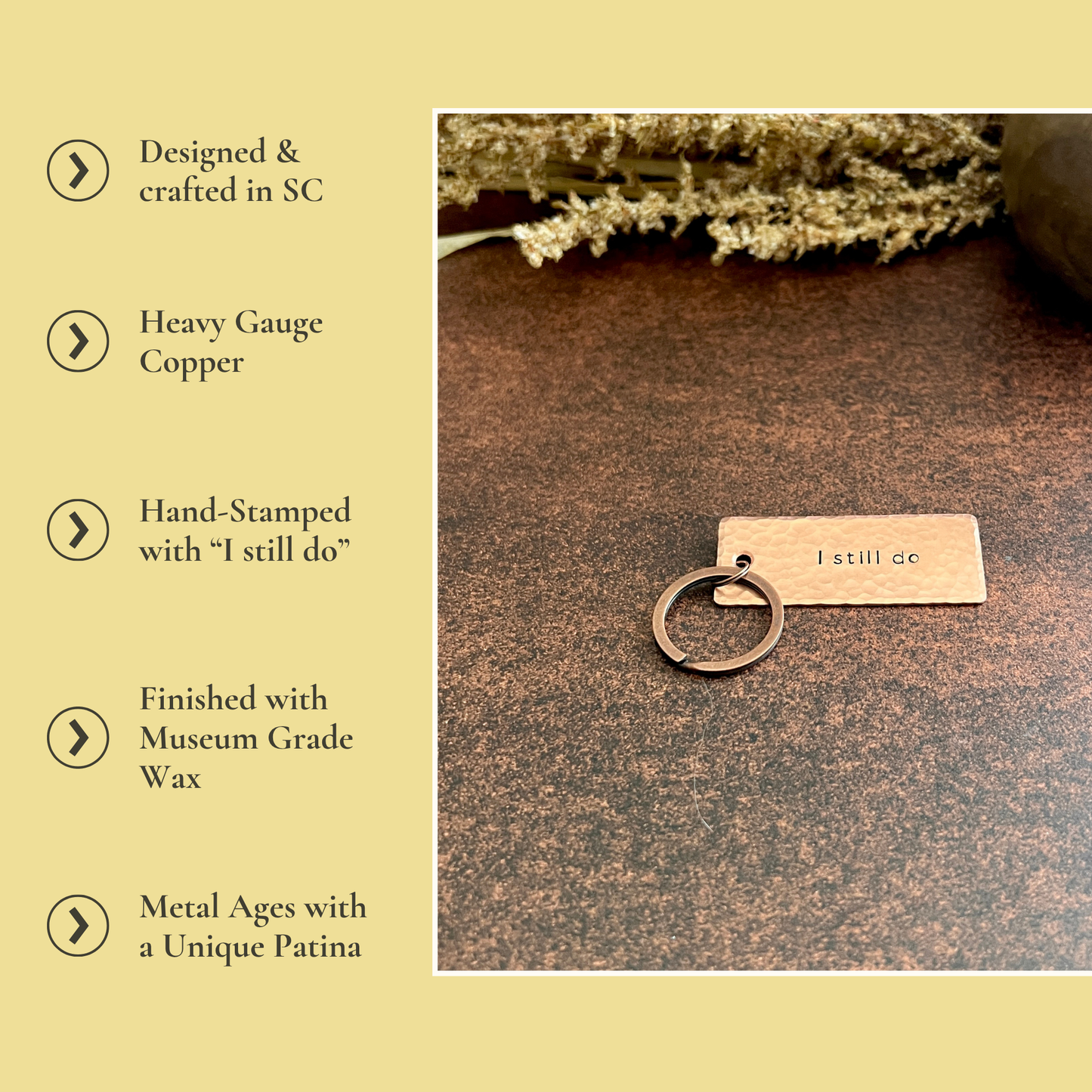 "I Still Do" Hand-Stamped Copper Keychain